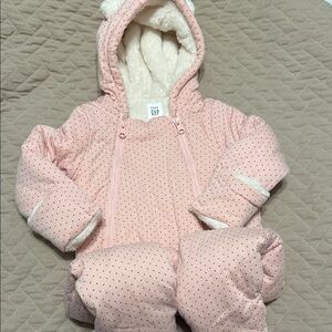 GAP Light Pink Infant Snowsuit with Hood